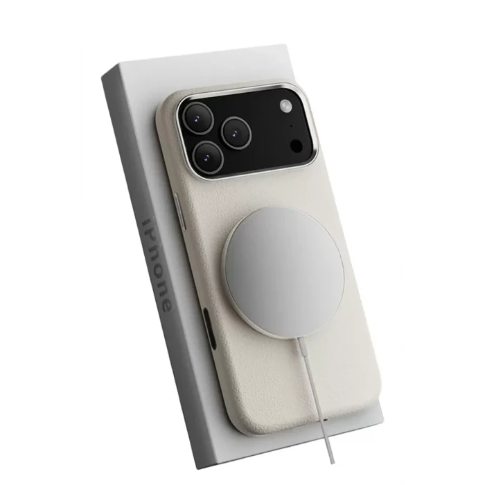 Mey İthalat®   iPhone 17 Pro Max Wonder Deri Magsafe Kapak - Beyaz