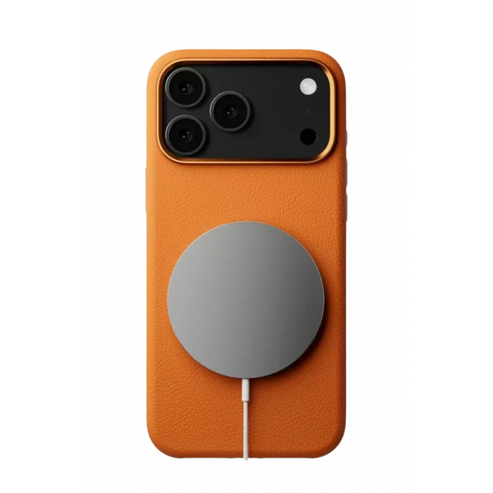 Mey İthalat®   iPhone 17 Pro Max Wonder Deri Magsafe Kapak - Turuncu