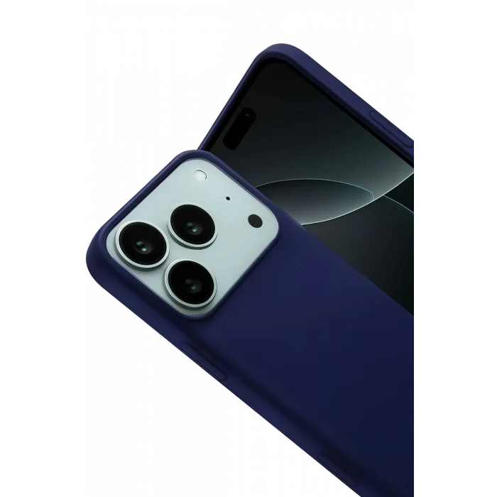 Mey İthalat®   iPhone 17 Pro Nano içi Kadife Silikon - Lacivert
