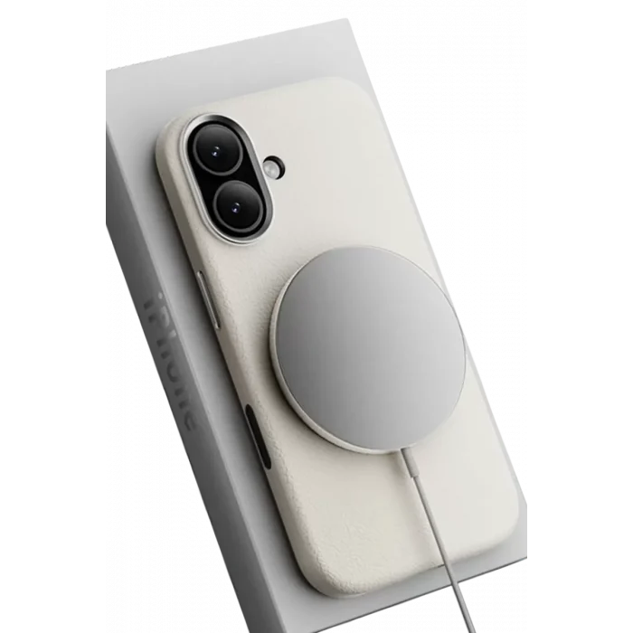Mey İthalat®   iPhone 17 Wonder Deri Magsafe Kapak - Beyaz