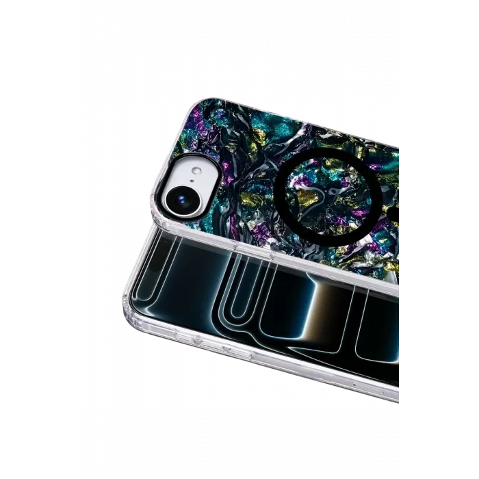 Mey İthalat®   iPhone 17E Mila Dalgalı Magsafe Kapak - Lacivert