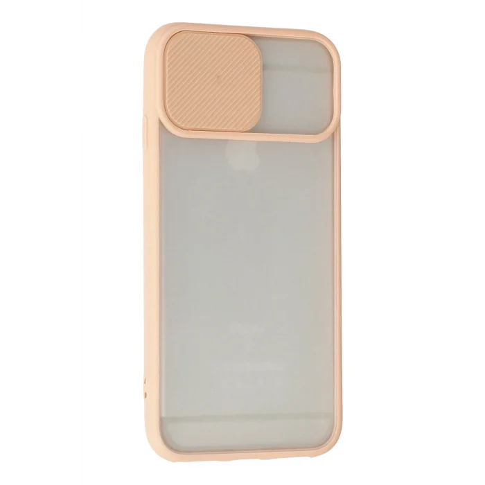 Mey İthalat®   iPhone 6 Plus Kılıf Palm Buzlu Kamera Sürgülü Silikon - Pembe