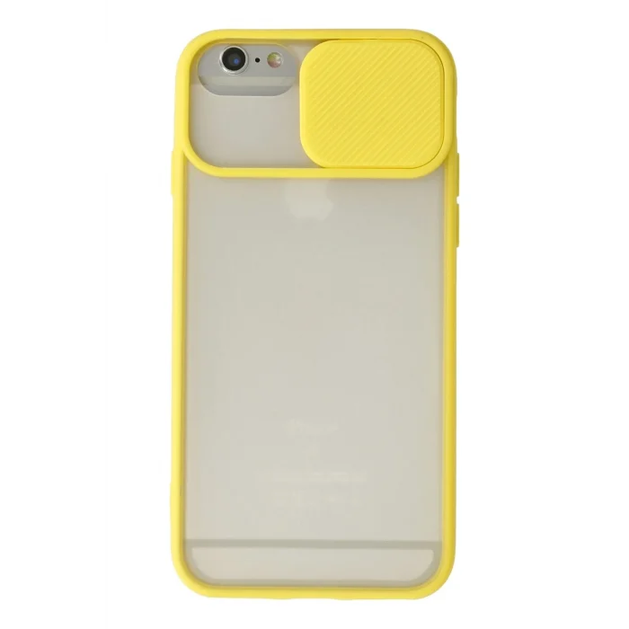Mey İthalat®   iPhone 6 Plus Kılıf Palm Buzlu Kamera Sürgülü Silikon - Sarı