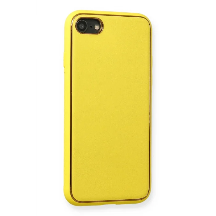 Mey İthalat®   iPhone 7 Kılıf Coco Deri Silikon Kapak - Sarı