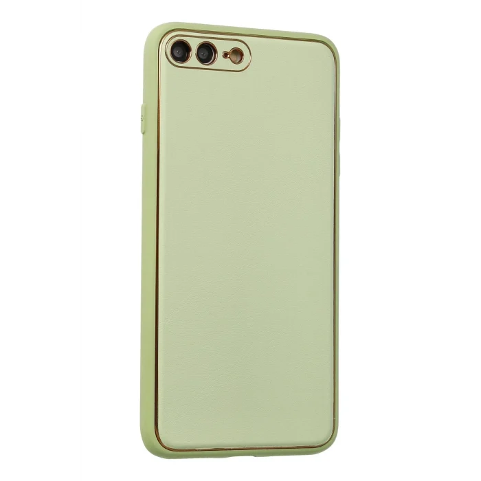 Mey İthalat®   iPhone 7 Plus Kılıf Coco Deri Silikon Kapak - Açık Yeşil
