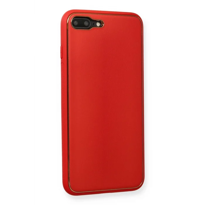 Mey İthalat®   iPhone 7 Plus Kılıf Coco Deri Silikon Kapak - Kırmızı