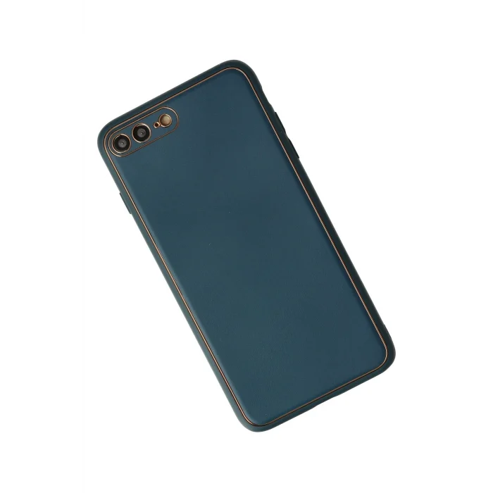 Mey İthalat®   iPhone 7 Plus Kılıf Coco Deri Silikon Kapak - Mavi