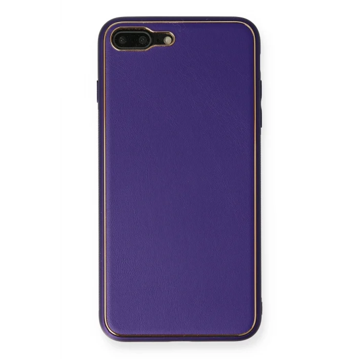Mey İthalat®   iPhone 7 Plus Kılıf Coco Deri Silikon Kapak - Mor