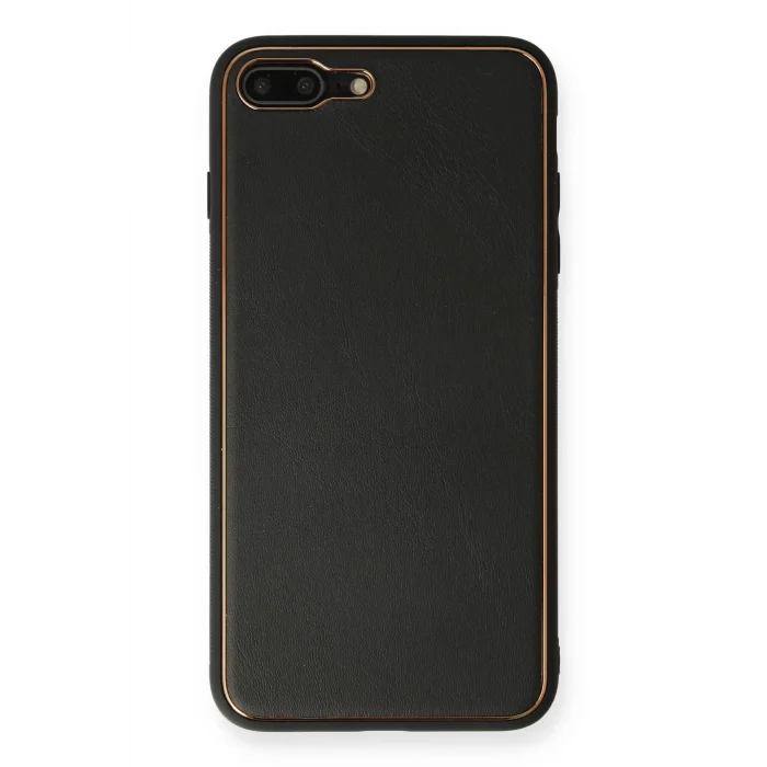 Mey İthalat®   iPhone 7 Plus Kılıf Coco Deri Silikon Kapak - Siyah