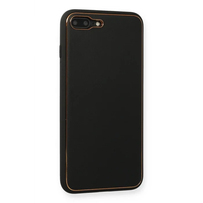 Mey İthalat®   iPhone 7 Plus Kılıf Coco Deri Silikon Kapak - Siyah