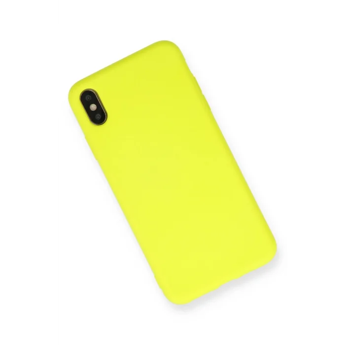 Mey İthalat®   iPhone X Kılıf Nano içi Kadife Silikon - Sarı