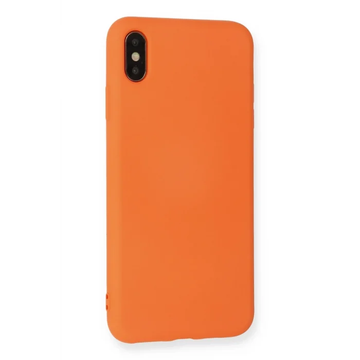 Mey İthalat®   iPhone X Kılıf Nano içi Kadife Silikon - Turuncu