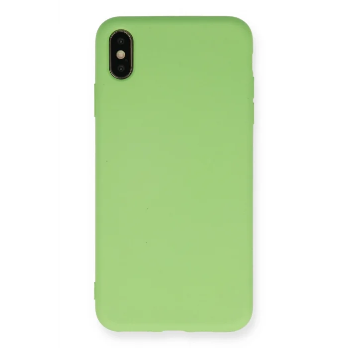 Mey İthalat®   iPhone XS Max Kılıf Nano içi Kadife Silikon - Açık Yeşil