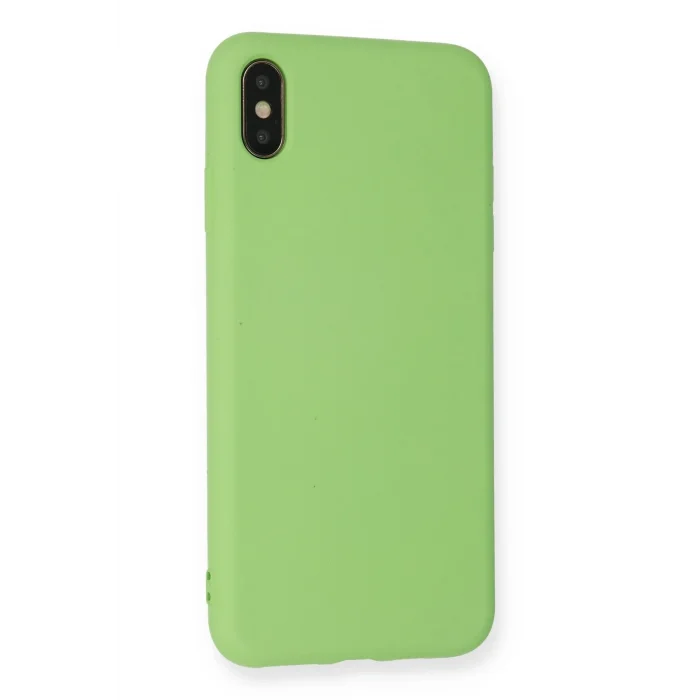 Mey İthalat®   iPhone XS Max Kılıf Nano içi Kadife Silikon - Açık Yeşil
