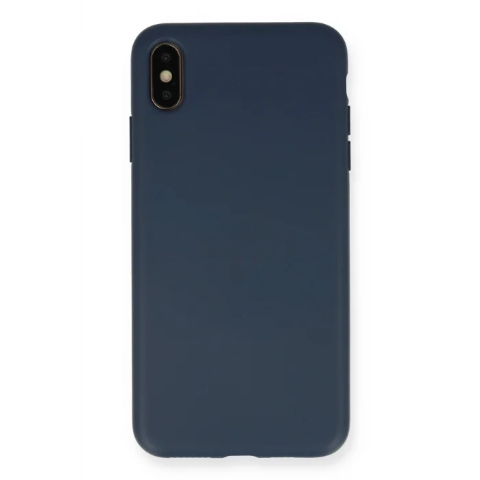 Mey İthalat®   iPhone XS Max Kılıf Nano içi Kadife Silikon - Lacivert