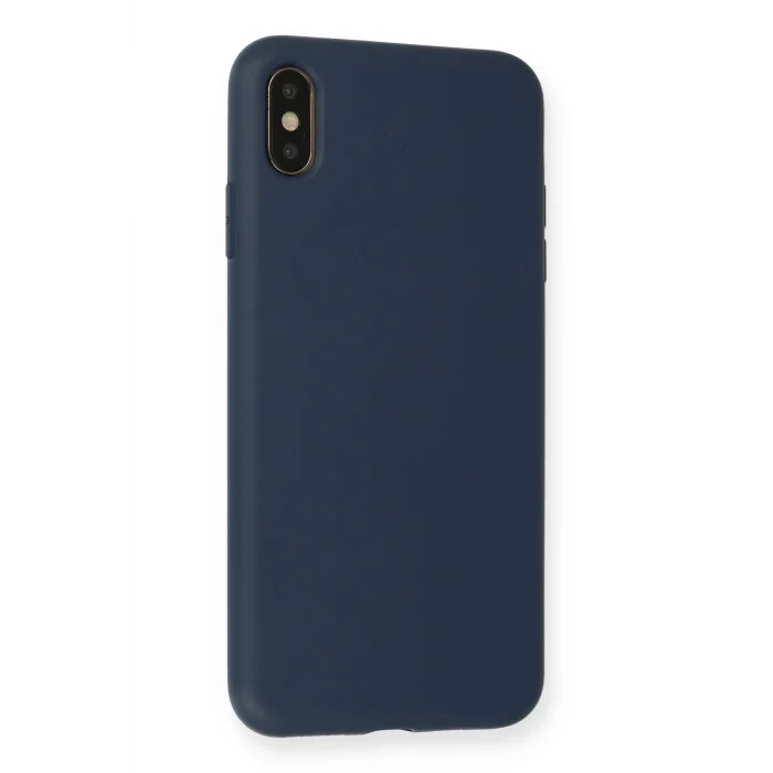 Mey İthalat®   iPhone XS Max Kılıf Nano içi Kadife Silikon - Lacivert