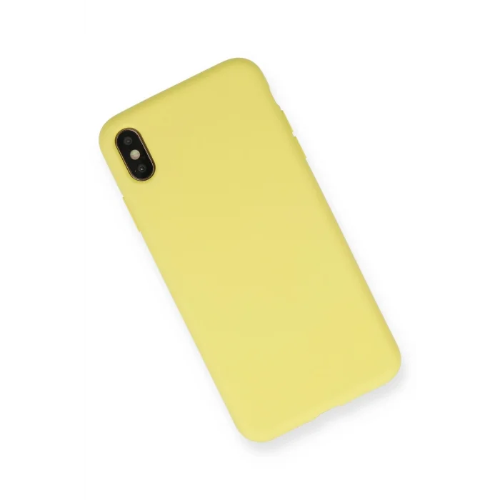 Mey İthalat®   iPhone XS Max Kılıf Nano içi Kadife Silikon - Mat Sarı