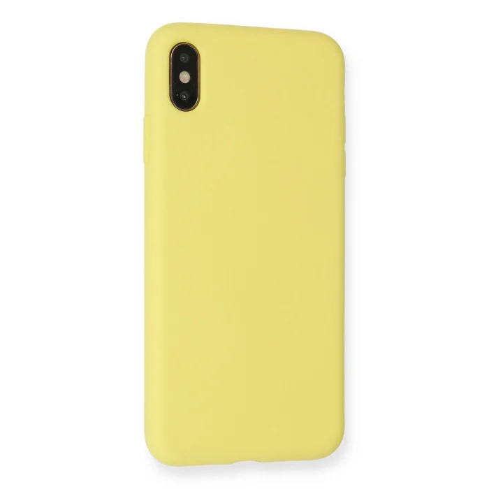 Mey İthalat®   iPhone XS Max Kılıf Nano içi Kadife Silikon - Mat Sarı