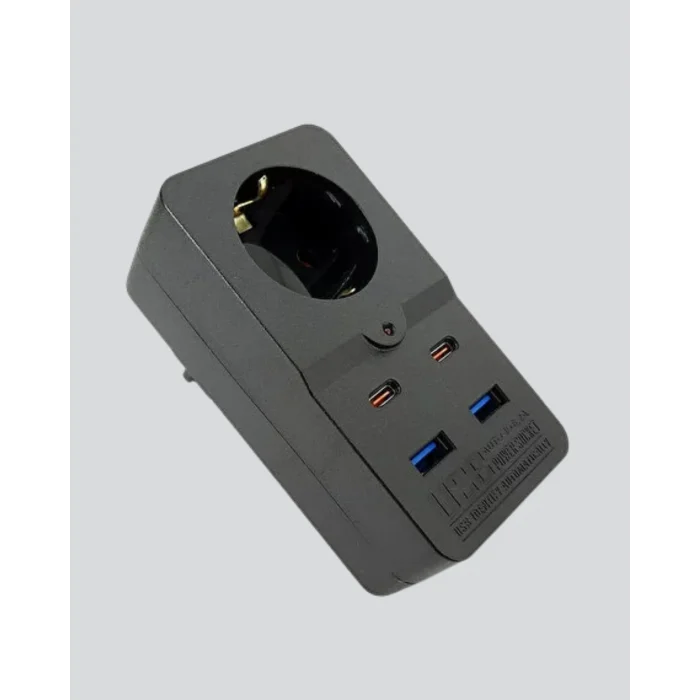 Mey İthalat® Isıya Dayanıklı PC Gövdeli Akım Korumalı Priz 4 USB Yeni Nesil
