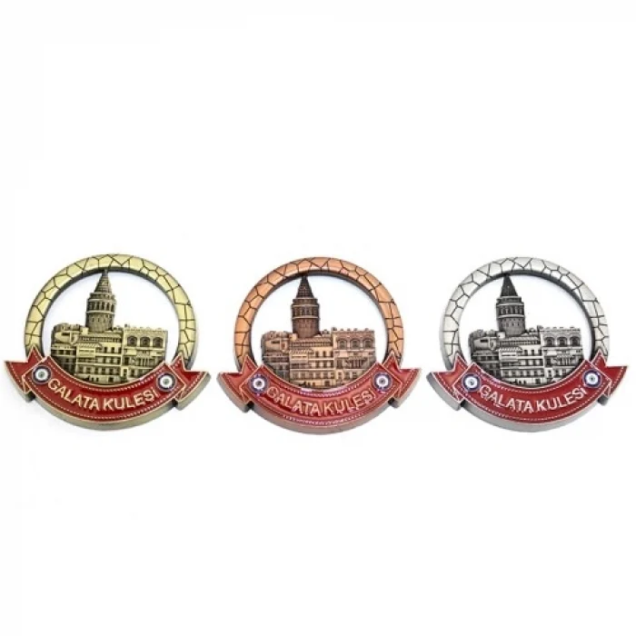Mey İthalat® İstanbul Temalı Metal Magnet Galata Kulesi Yuvarlak Tasarım