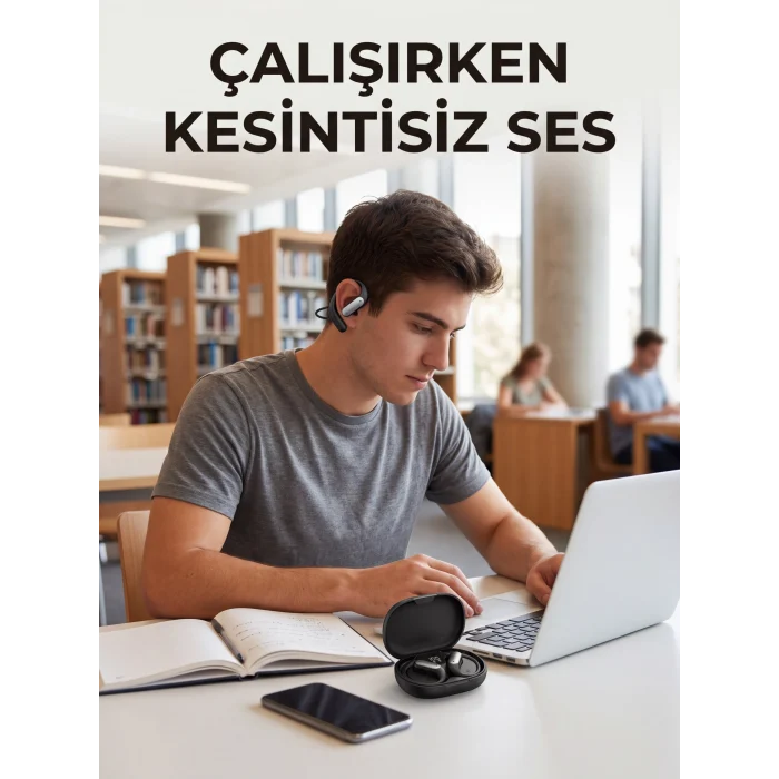 Mey İthalat® Kablosuz Spor Kulaklığı Kulak Kancalı Bluetooth Kulaklık Şarj Kutulu