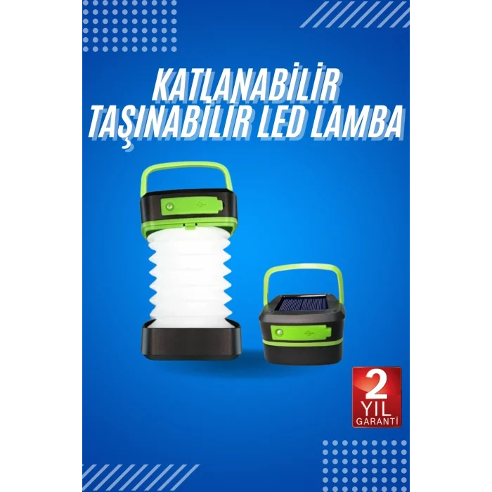 Mey İthalat® Kamp Lambası Katlanabilir Lamba Solar Şarjlı Led Lamba El Fenerli