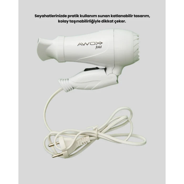 Mey İthalat® Katlanabilir Seyahat Tipi Saç Kurutma Makinesi Çift Kademeli Ayar