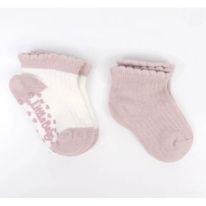 Mey İthalat® Kaymaz 2li  Kız Bebek Patik Çorap K44149  (tek adet fiyatıdır)