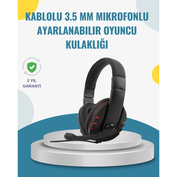Mey İthalat® Kırmızı Kulaklık Stereo Mikrofonlu Dayanıklı Örgü Kablolu