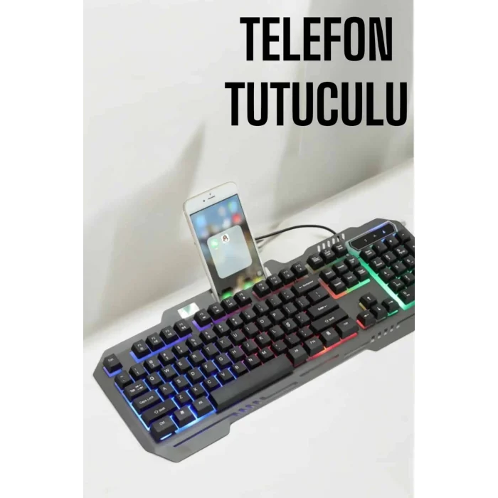 Mey İthalat®  Klavyesi Q Klavye RGB Işıklı Mouse Hediyeli