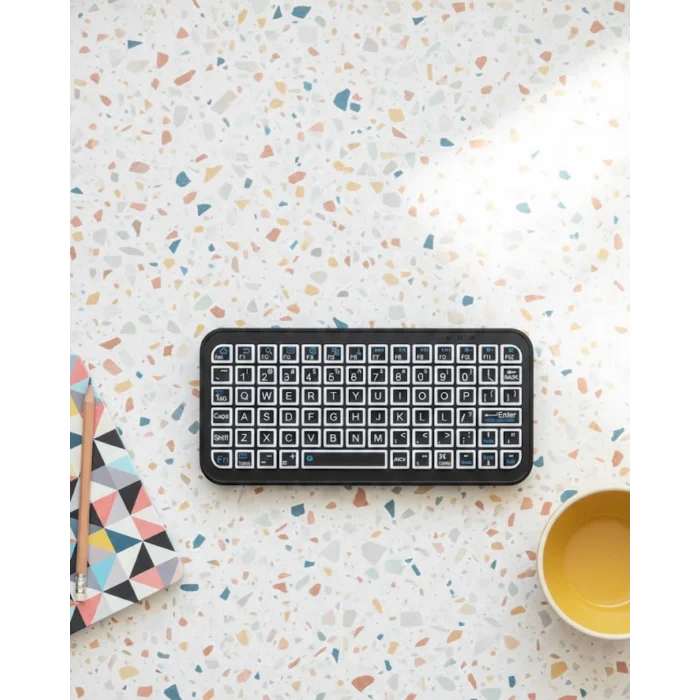 Mey İthalat® Kompakt Siyah RGB Işıklı Bluetooth Mini Klavye