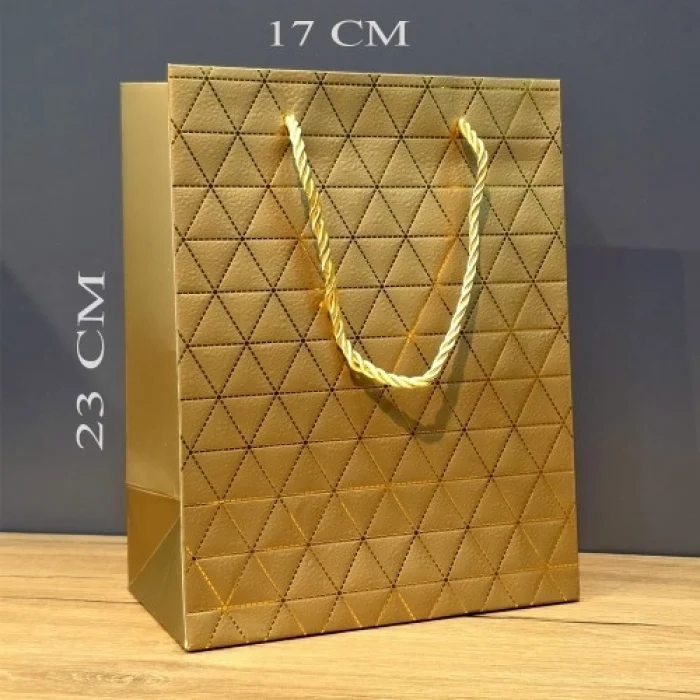Mey İthalat®  Küçük Boy Gold İpli Karton Çanta