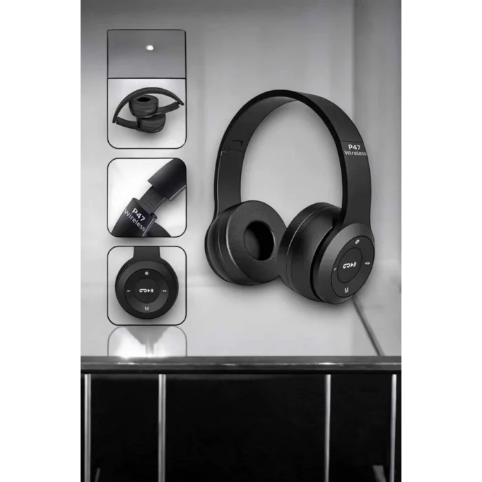 Mey İthalat® Kulak Üstü TF Kart ve AUX Destekli Ergonomik Bluetooth Kulaklık