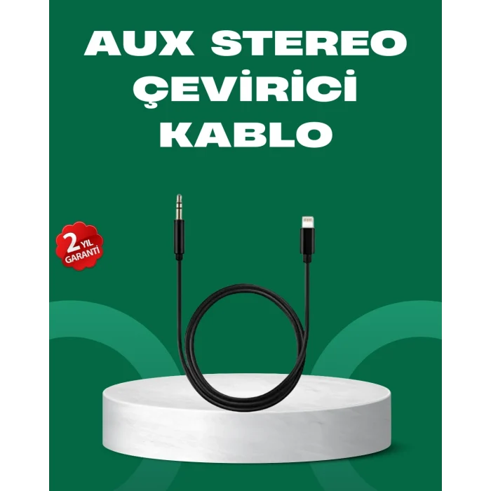 Mey İthalat® Lightning to 3.5mm Aux Ses Dönüştürücü Kablo 1 Metre Stereo Uyumlu
