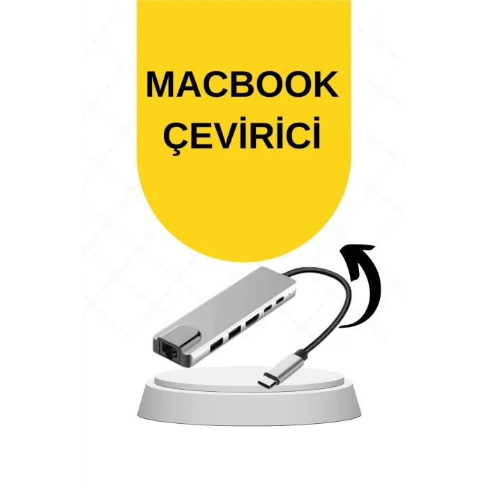 Mey İthalat® Macbook Pro/air Uyumlu USB Type-C 8 In 1 Hub Dönüştürücü Çevirici Çoklayıcı USB Hdmı Micro Sd 8 Girişli