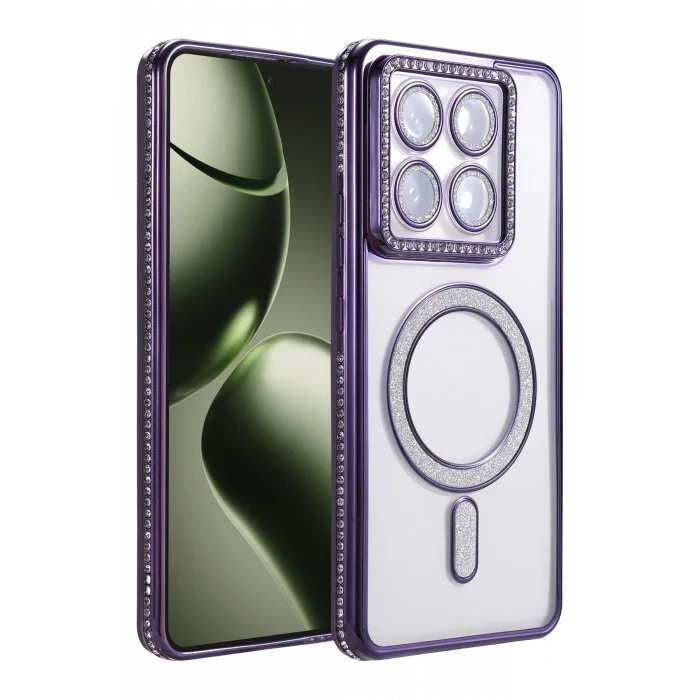 Mey İthalat®   Mi 14T Pro Joke Simli Magneticsafe Kılıf - Derin Mor