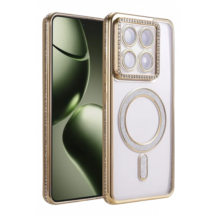 Mey İthalat®   Mi 14T Pro Joke Simli Magneticsafe Kılıf - Gold
