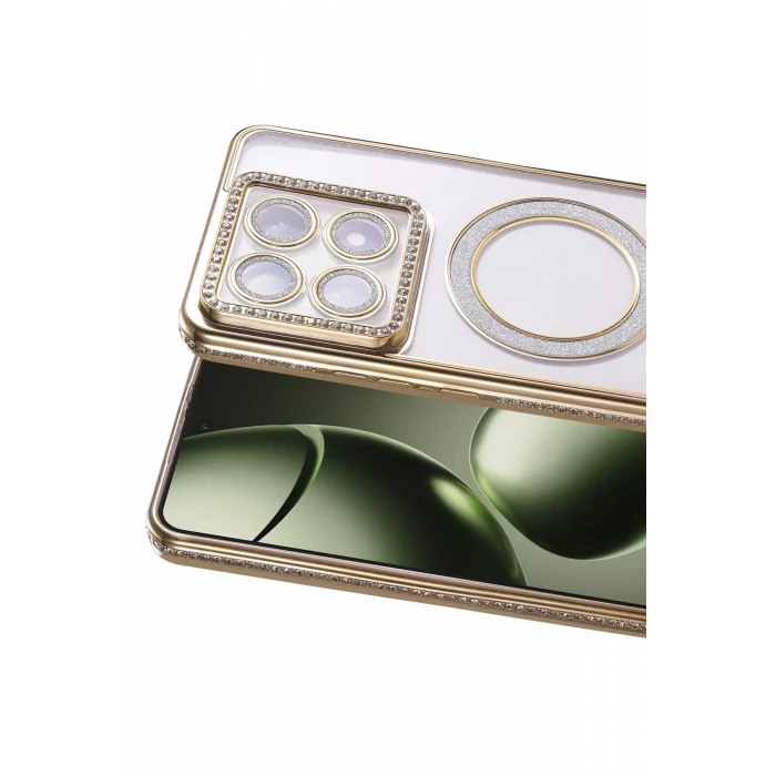 Mey İthalat®   Mi 14T Pro Joke Simli Magneticsafe Kılıf - Gold