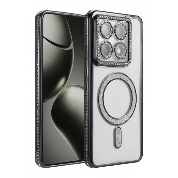 Mey İthalat®   Mi 14T Pro Joke Simli Magneticsafe Kılıf - Siyah