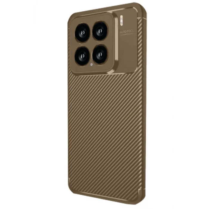 Mey İthalat®   Mi 15 Kılıf Auto Focus Karbon Kapak - Kahverengi