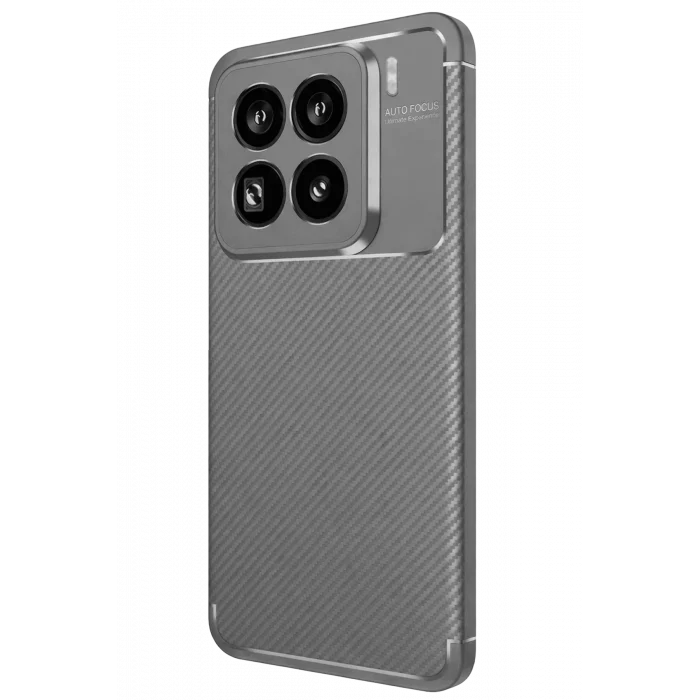 Mey İthalat®   Mi 15 Pro Kılıf Auto Focus Karbon Kapak - Gri