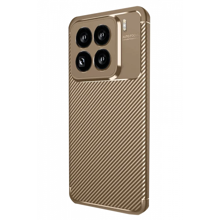 Mey İthalat®   Mi 15 Pro Kılıf Auto Focus Karbon Kapak - Kahverengi