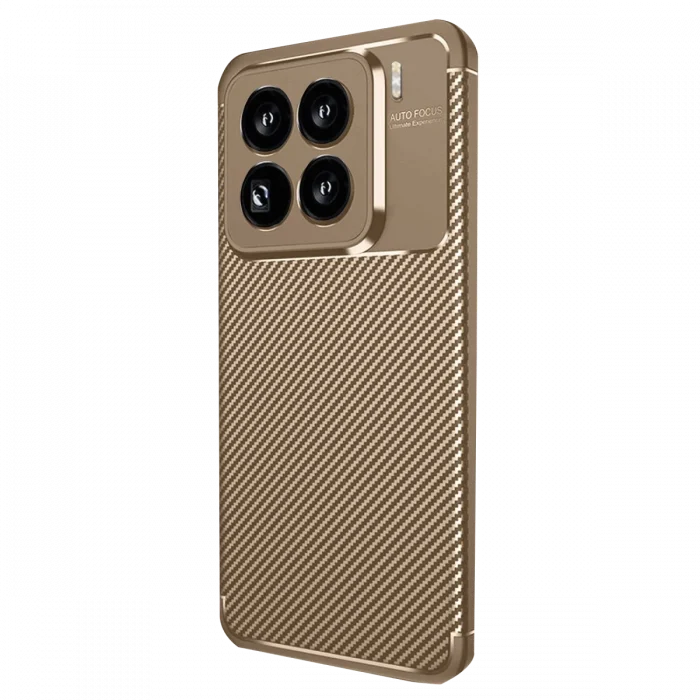 Mey İthalat®   Mi 15 Pro Kılıf Auto Focus Karbon Kapak - Kahverengi