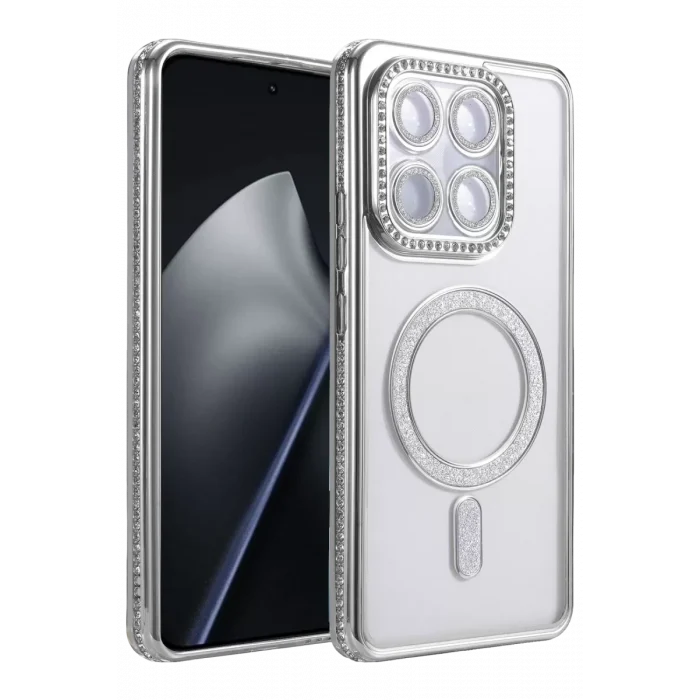 Mey İthalat®   Mi 15T Pro Joke Simli Magneticsafe Kılıf - Gümüş