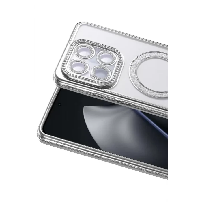 Mey İthalat®   Mi 15T Pro Joke Simli Magneticsafe Kılıf - Gümüş
