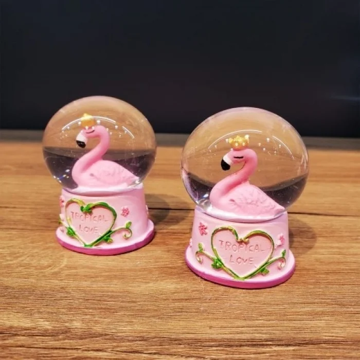 Mey İthalat® Mini Işıklı Flamingo Kar Küresi