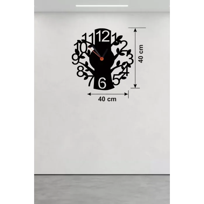 Mey İthalat® Modern Hayat Ağacı Tasarım Ahşap Duvar Saati - 40x40 cm Dekoratif