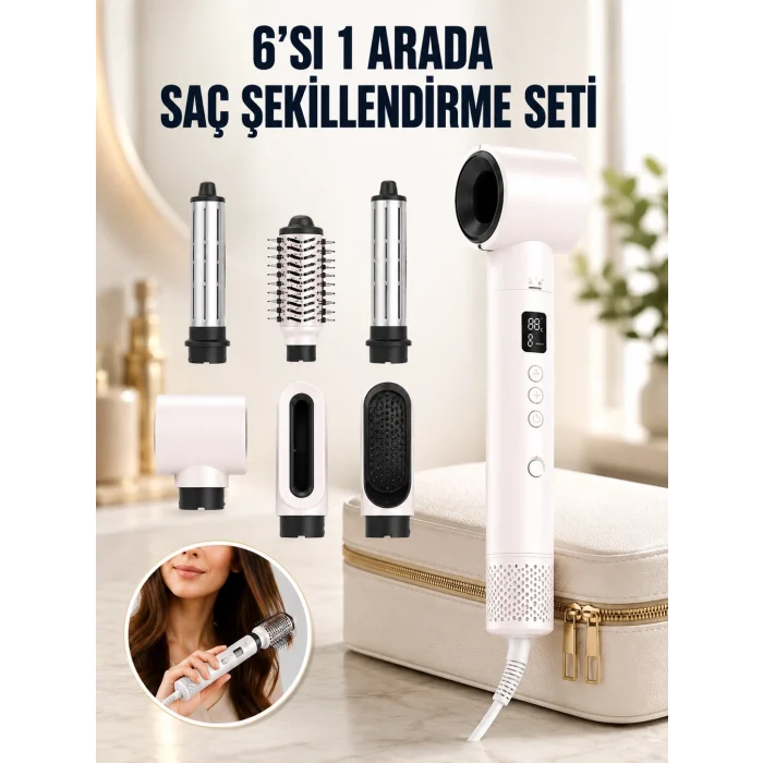 Mey İthalat® Negatif İyon Teknolojili 6-in-1 Profesyonel Saç Şekillendirici Yeni Nesil