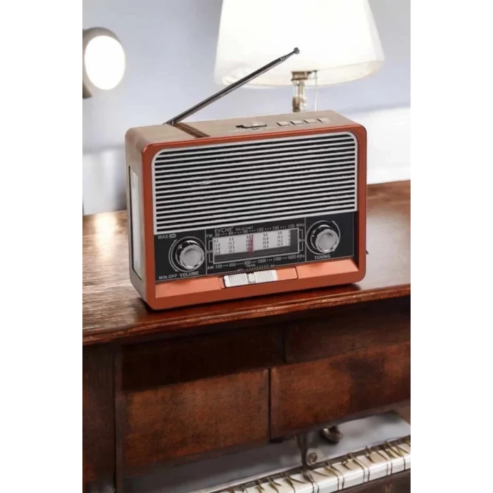 Mey İthalat® Nostaljik Radyo USB,AUX Ve SD Kart Girişli Bluetooth Bağlantılı