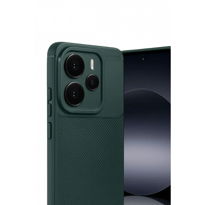 Mey İthalat®   Note 14 5G Auto Focus Karbon Kapak - Koyu Yeşil